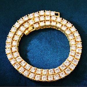 Gold Tennis Chain 5mm One Row Necklace